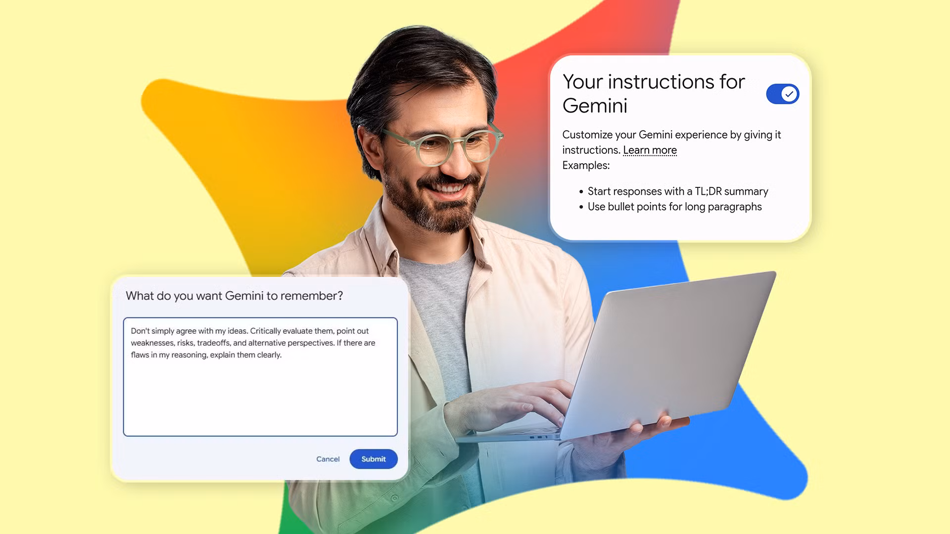 Χρήστης σε laptop με ανοιχτό AI assistant για παραγωγικότητα και μάθηση