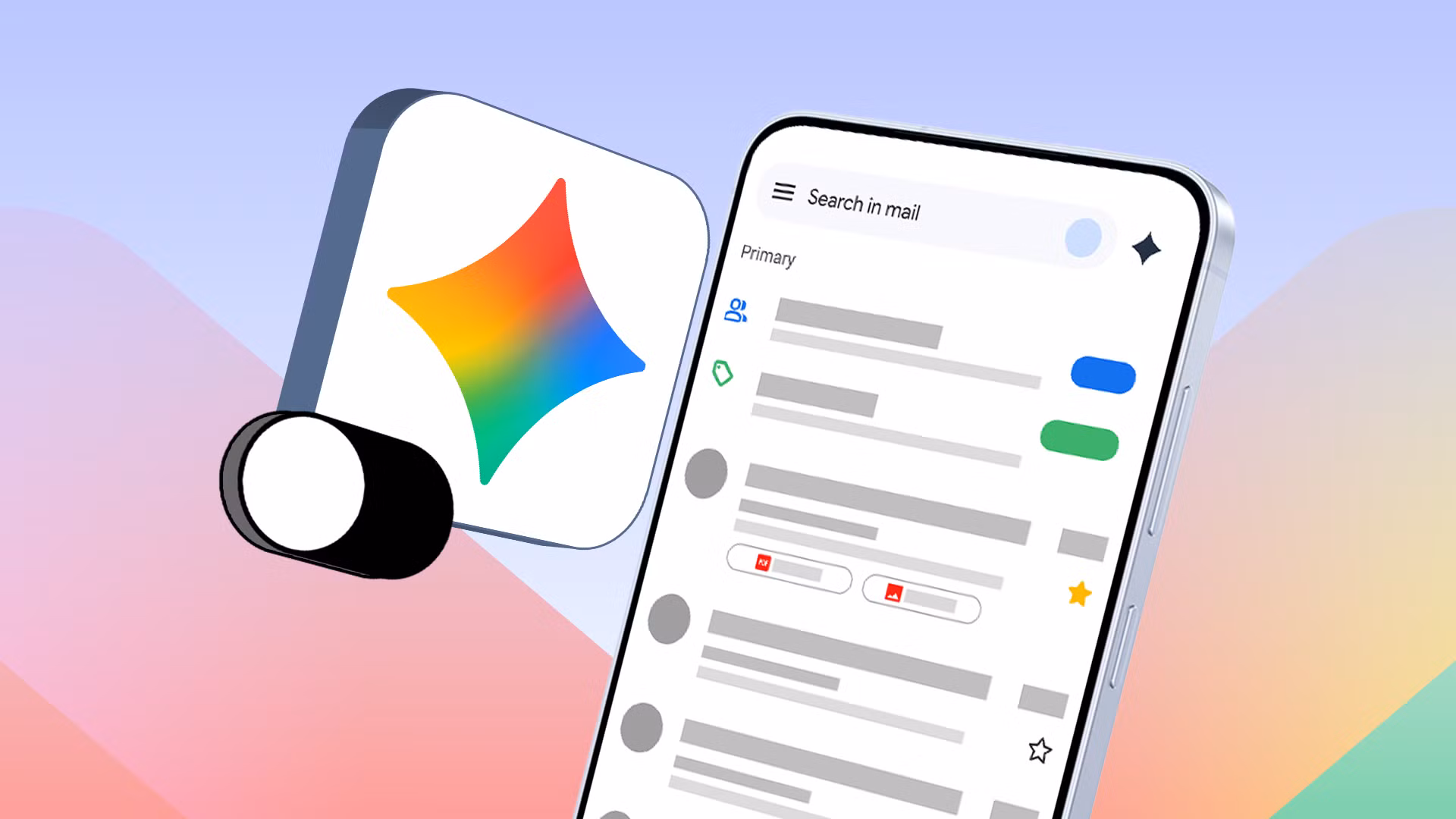 Οθόνη Gmail σε κινητό με ρυθμίσεις Gemini και διακόπτη απενεργοποίησης